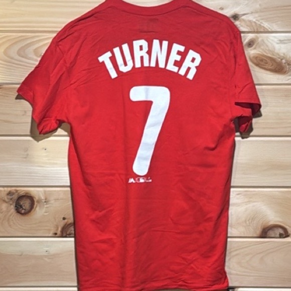 Majestic Phillies Trea Turner Red Tee - Size M - Picture 1 of 5